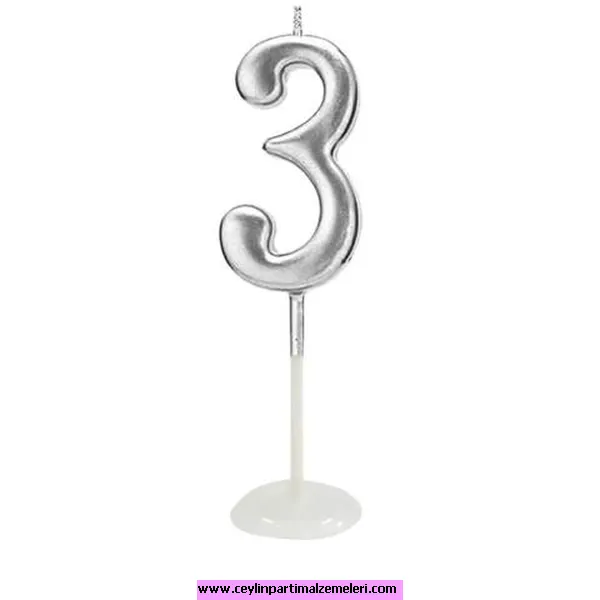 3 Rakam Mum Gümüş